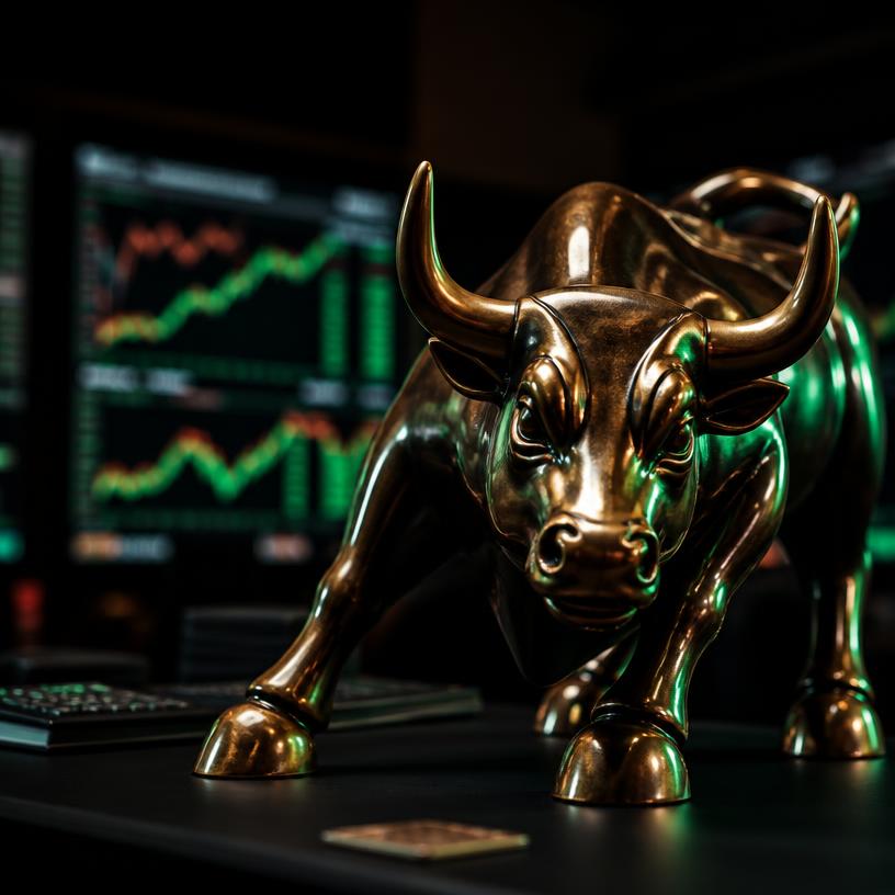 Touro de Wall Street simbolizando mercado em alta